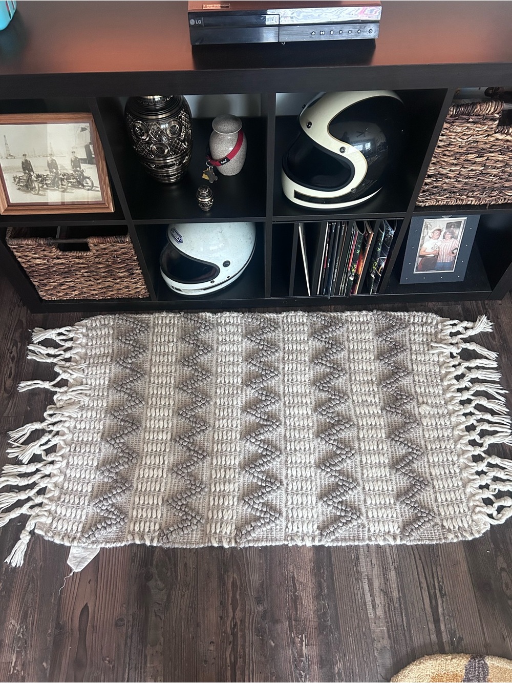 Cream and taupe Decorative Rag Rug - Home Accents